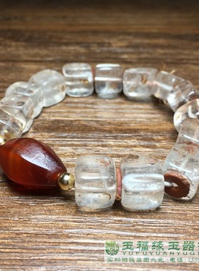 高古文玩老水晶手串仿古白水晶老矿方形随形手链饰品手串收藏水晶