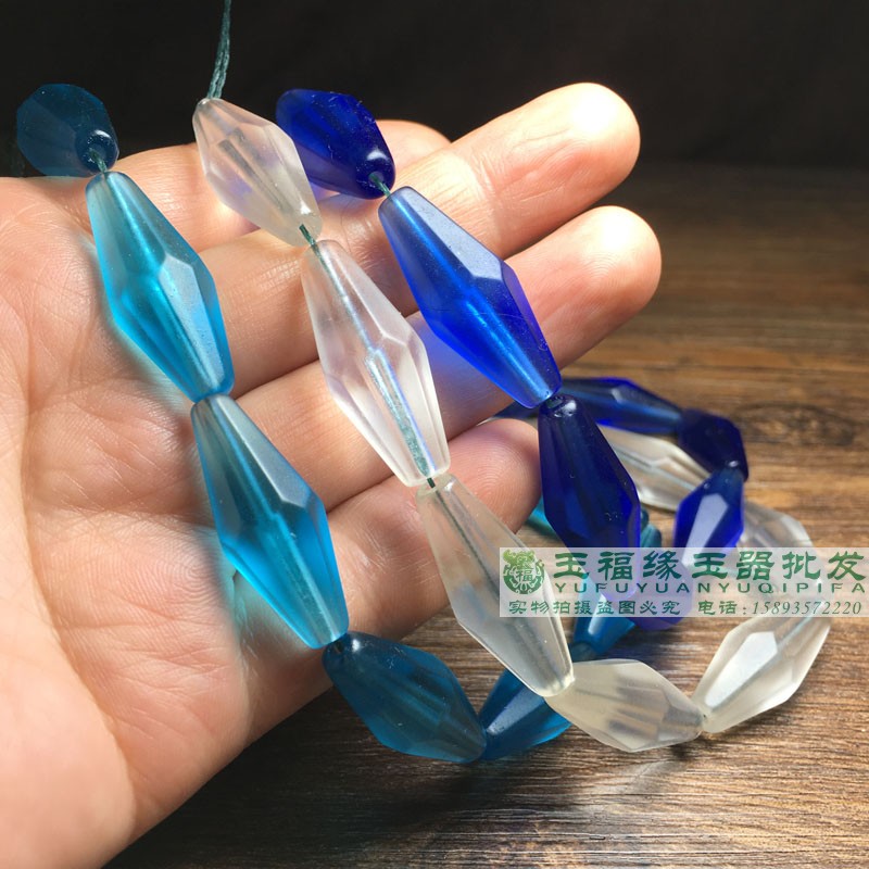 仿古尼泊尔老琉璃彩色多棱长管珠海丝风格琉璃珠配珠散珠玩珠子串