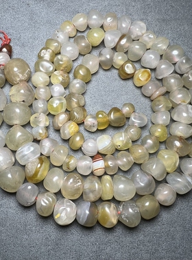 古玩收藏老库存尼泊尔天然色老玛瑙冰飘随型珠老珠子项链手链配珠