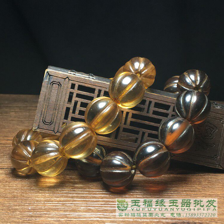 古法老琉璃旧藏南瓜珠尼泊尔老琉璃珠藏式西亚水晶色仿古珠手链串