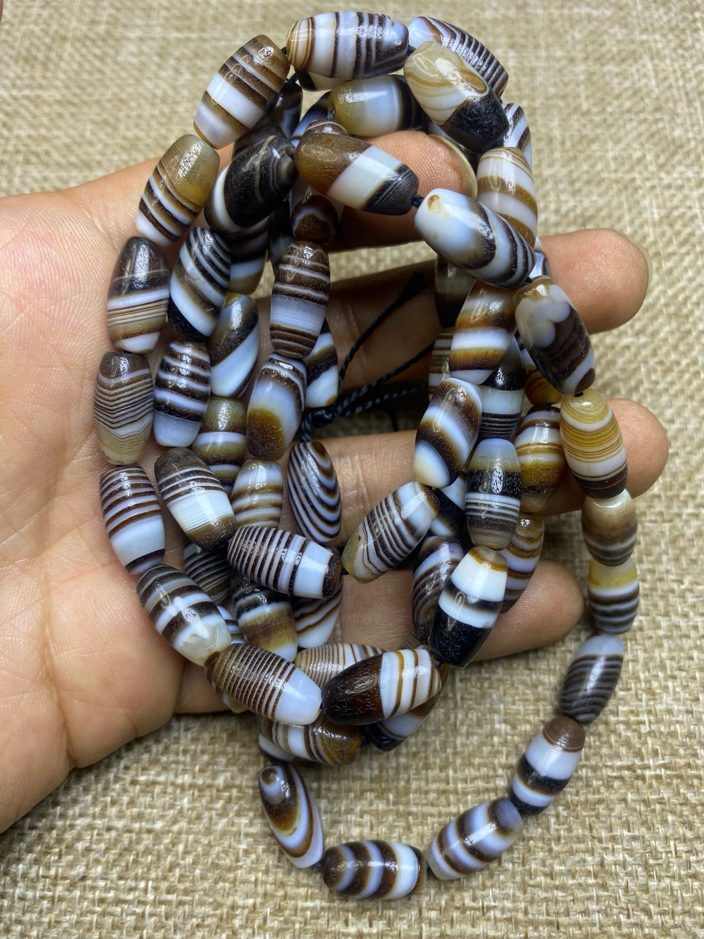 天然橘皮纹老玛瑙缠丝玛瑙挂绳米珠文玩配珠全珠链玉坠线挂绳项链