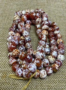 大孔灰白皮老玛瑙鸡骨白玛瑙108包浆钙化老玛瑙老形苹果珠算盘珠