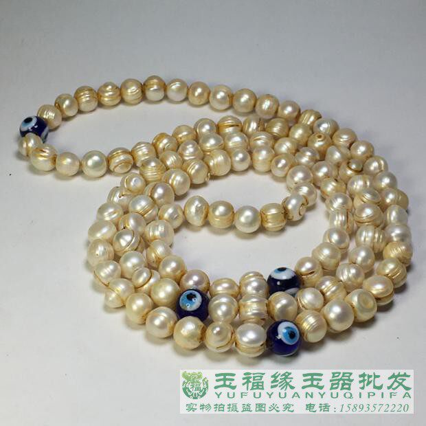 仿古东珠大珍珠宫廷老珍珠佛珠多圈手串链螺旋珍珠收购项链老物件