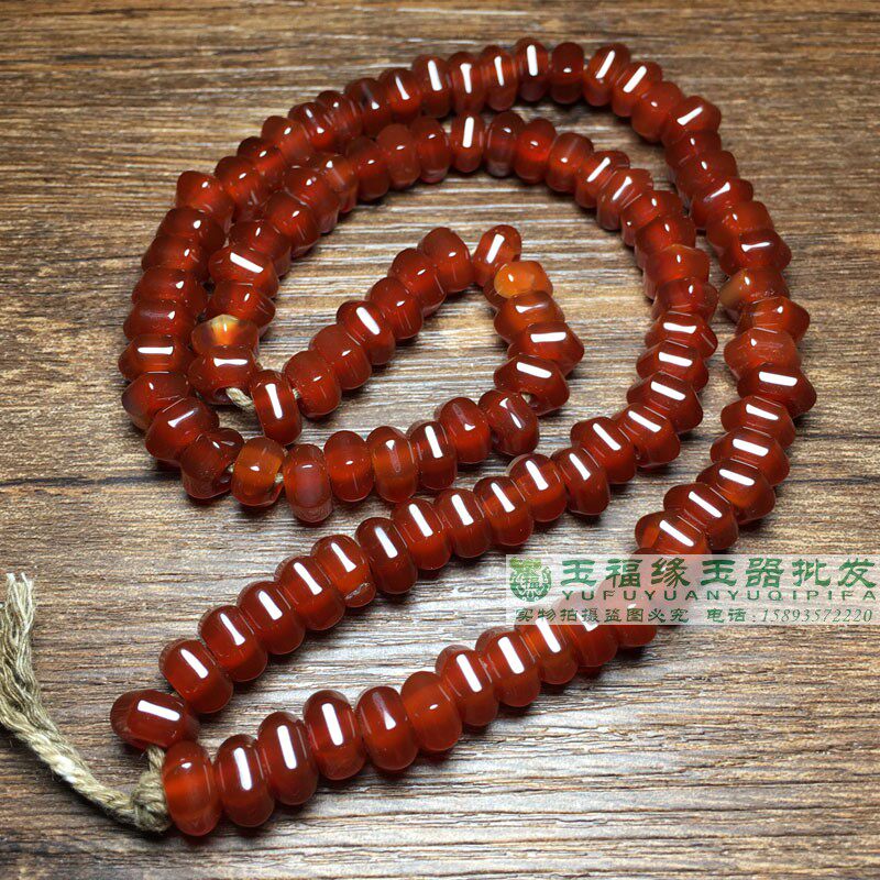 西亚糖色酒红老玛瑙桶珠六棱灯笼珠108手串链佛珠西玛算盘车轮珠