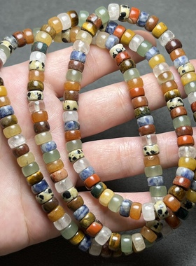 古玩杂项天然水晶半宝石直切老型车轮珠隔片隔珠散珠手串材料配件