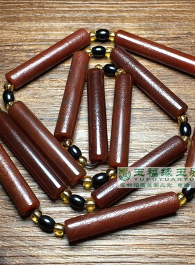 辽金老玛瑙玉髓包浆管珠项链散珠古玉珠佛珠圆管珠手串勒子配饰绳