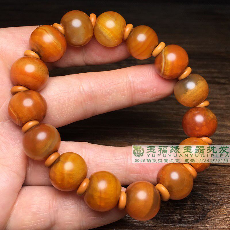 复古天然糖色手工老玛瑙包浆手串药师玛瑙唐串老佛珠男女款手链