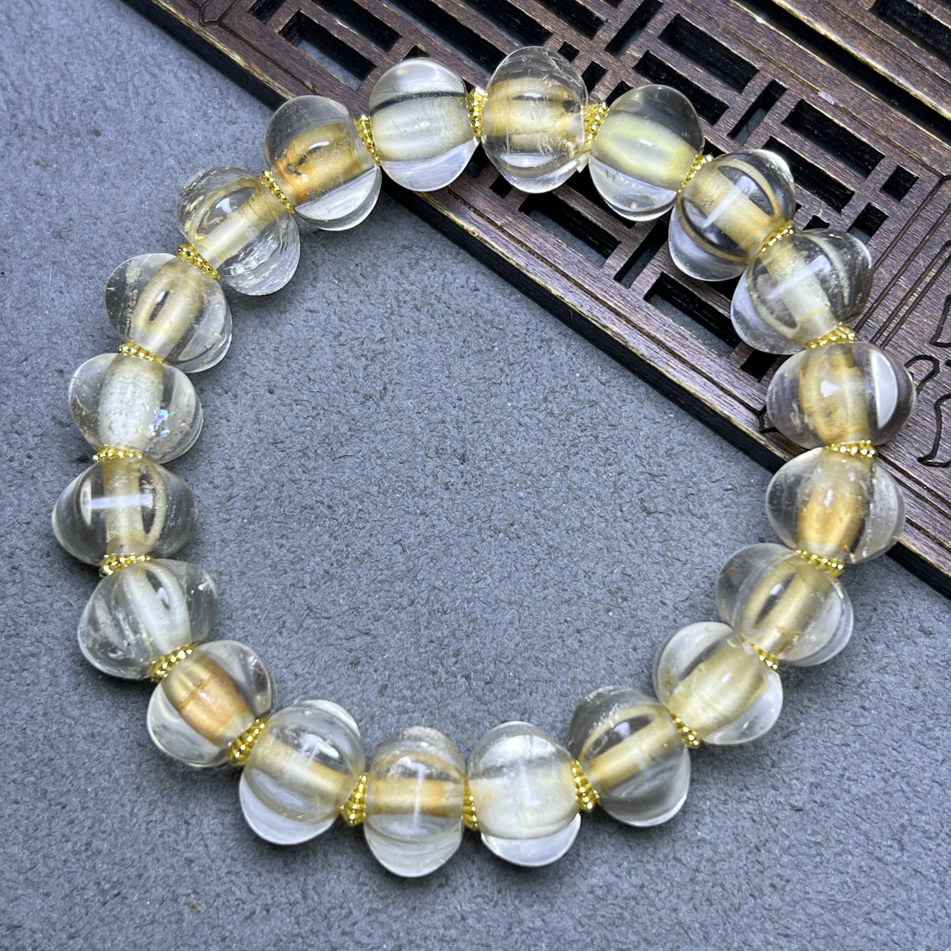 天然老白水晶老型算盘六棱灯笼珠大孔水晶圆珠多宝手串念珠手链