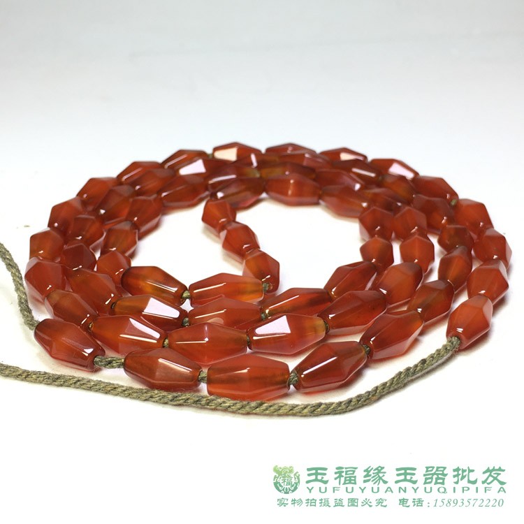 老玛瑙酒红色长管珠六棱玉髓仿古董收藏玉石项链文玩配饰老珠串