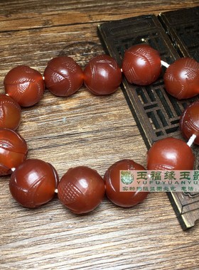 天然柿子红老红玛瑙透雕圆珠20仙鹤海东青手链隔珠珠念珠手串