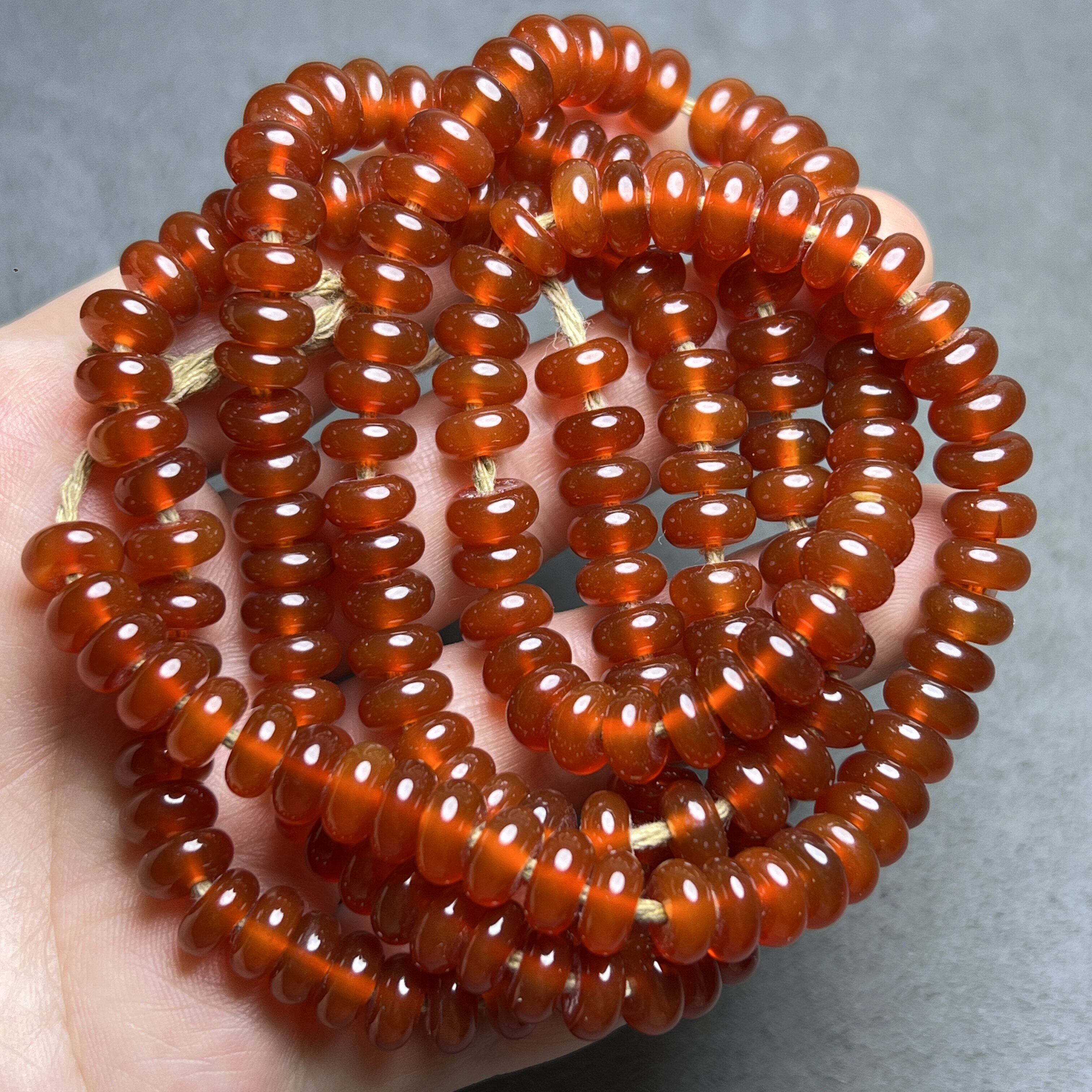 西亚老玛瑙红玛瑙算盘珠串玛瑙隔片8mm项链手串配珠垫片珠宝配饰