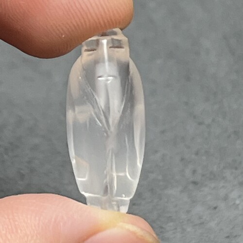 天然白水晶吊坠冈卯老料水晶冰透翁仲佩饰汉代三宝直孔文玩配饰