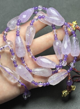 尼泊尔喜马拉雅老紫水晶随形珠项链棱形老水晶手串手链佛珠颈饰