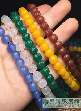 辽金老玛瑙南瓜珠红白毛衣链多圈