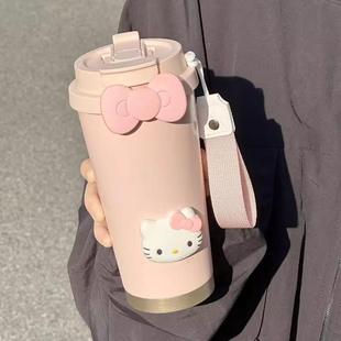 保冷咖啡杯不锈钢便携高颜值学生吸管水杯 可爱保温杯女生2024新款