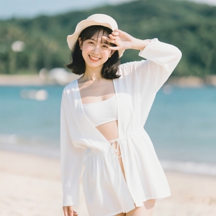 豆豆丁女士比基尼罩衫 温泉性感泳衣外搭沙滩度假防晒可日常无胸垫