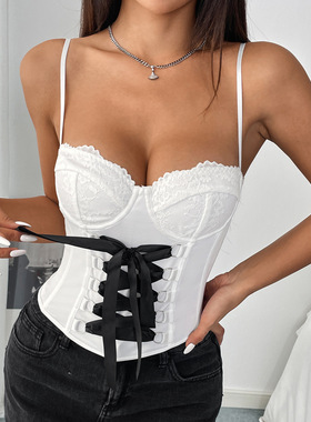 修身性感蕾丝鱼骨背心Slim-fitting and sexy lace fishbone vest