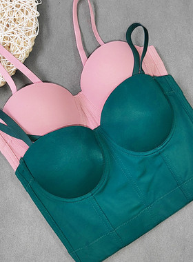 纯色抹胸 吊带背心Solid color open-back bandeau camisole vest