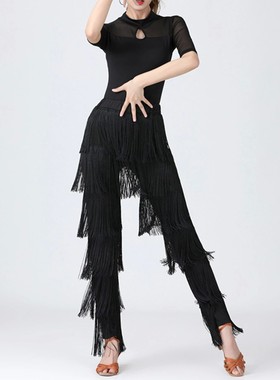 拉丁舞加密流苏舞蹈长裤 Latin dance crypto fringe dance pants