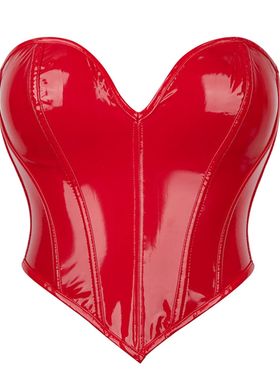 性感红色PVC托胸性感塑身上衣Red PVC bodice sexy shapewear top