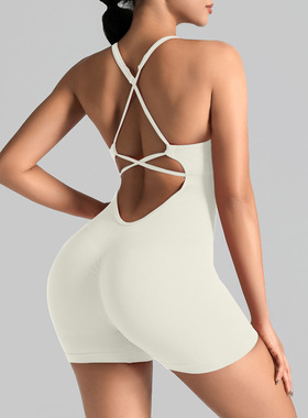 无缝瑜伽运动吊带连体衣Seamless yoga exercise halter jumpsuit