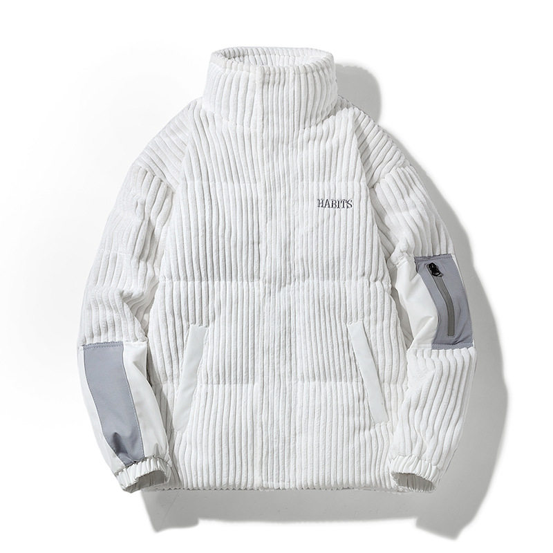 2025灯芯绒羽绒服男士冬季新款潮流牌白鸭绒保暖短款男生刺绣外套