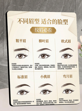 美容院纹眉科普展示牌不同眉型适配脸型纹绣门店装饰摆件