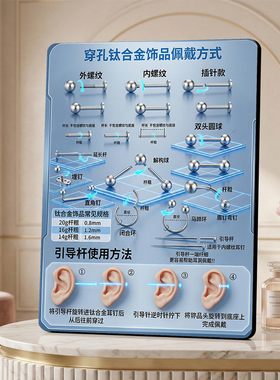 穿孔钛合金饰品佩戴科普 美容院展示桌面摆件方便宣传