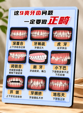 适用于口腔牙科门诊常见九类牙齿正畸知识宣传展示装饰摆件
