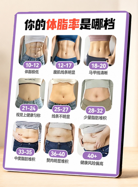女生体脂率对照表摆台健身房宿舍桌面客厅减脂提醒装饰摆件