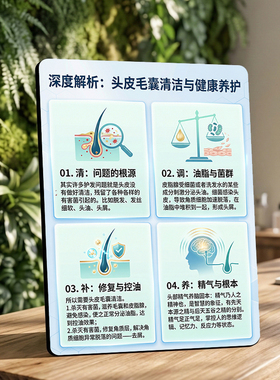 头皮毛囊清洁与健康养护美容院桌面摆台皮肤管理项目宣传展示牌