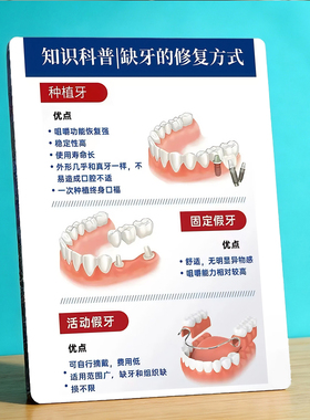 缺牙修复方式科普 口腔门店宣传展示桌面摆件