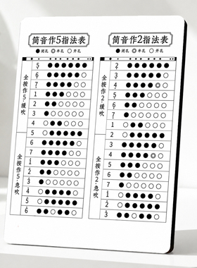 八孔筒音作五作二指法表摆件新手笛箫入门练习桌面装饰摆台