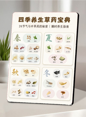 四季养生草药宝典美容院店内宣传桌面摆件