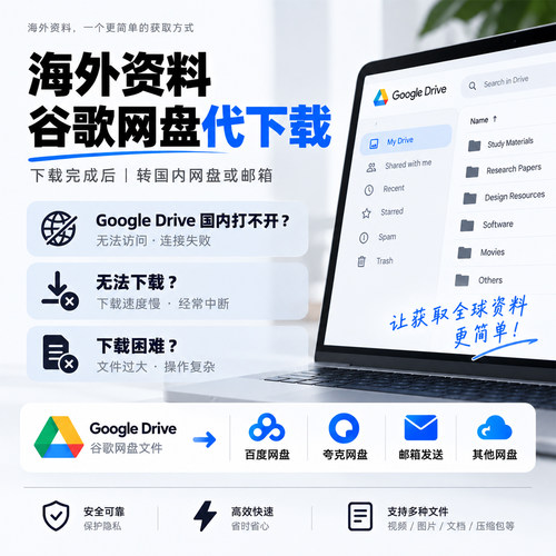 Google Drive代下载谷歌网盘文件转存百度网盘夸克邮箱文件不限速