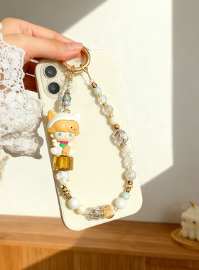 泡泡玛特招财系列DIMOO 纳福 原创手机链手机链短款串珠手机挂绳