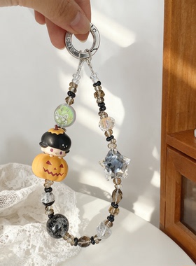 泡泡玛特万圣节系列dimoo手机链手机链钥匙扣包挂萌粒串珠挂件