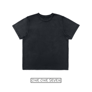 ONE ONE SEVEN 反缝水洗做旧缉明线短袖