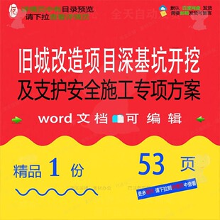 旧城改造项目深基坑开挖及支护安全施工专项范本参考word方案文档