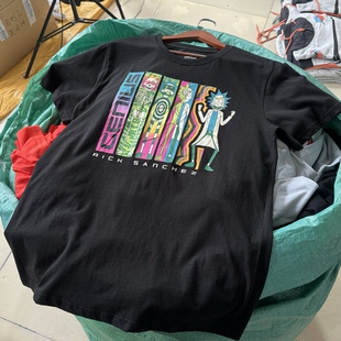 街头复古夏薄男女t恤小众849 卡通短袖 出口单 天才科学家Rick美式