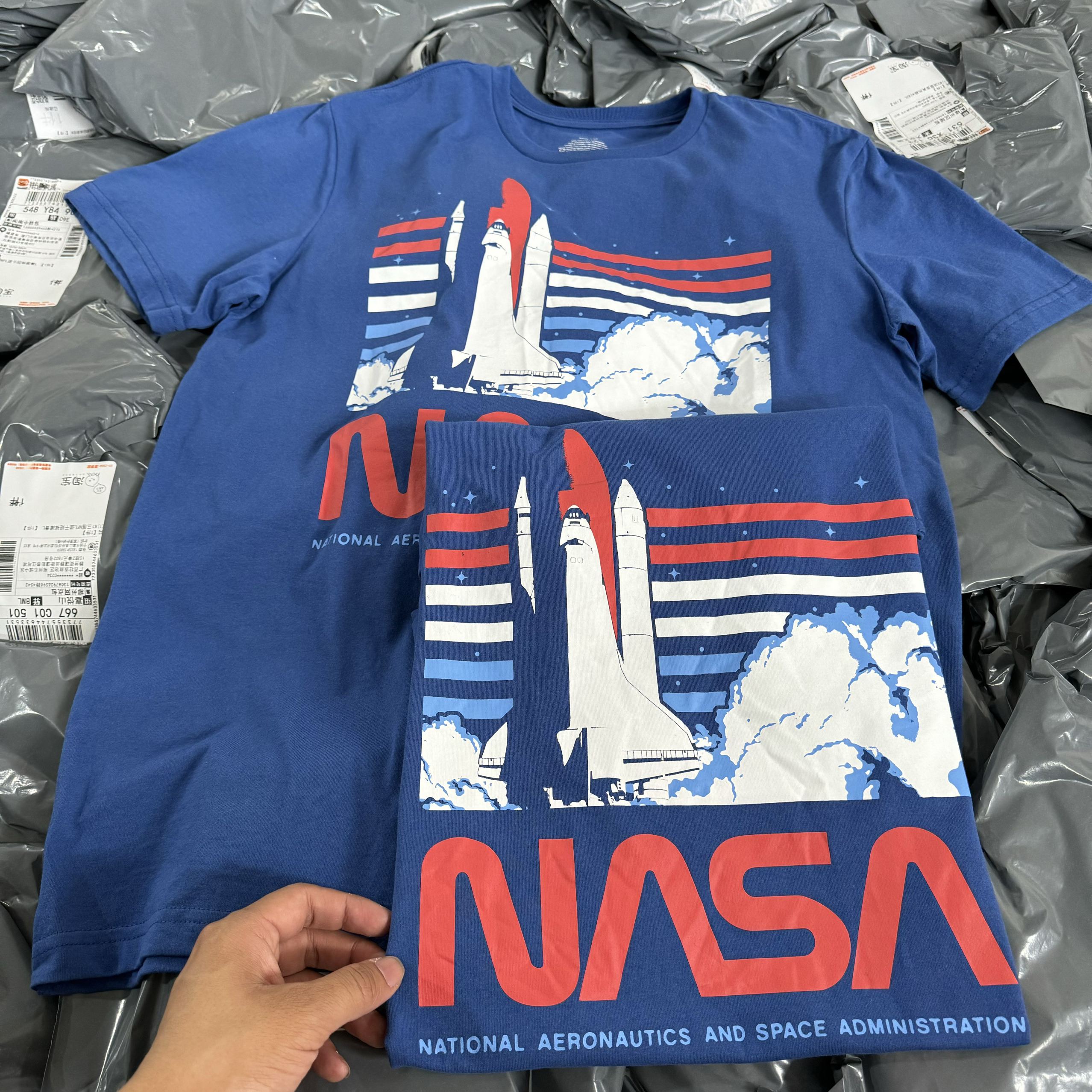 出口 外贸单 NASA航空周边美式街头小众t恤夏薄夏男女短袖圆领273