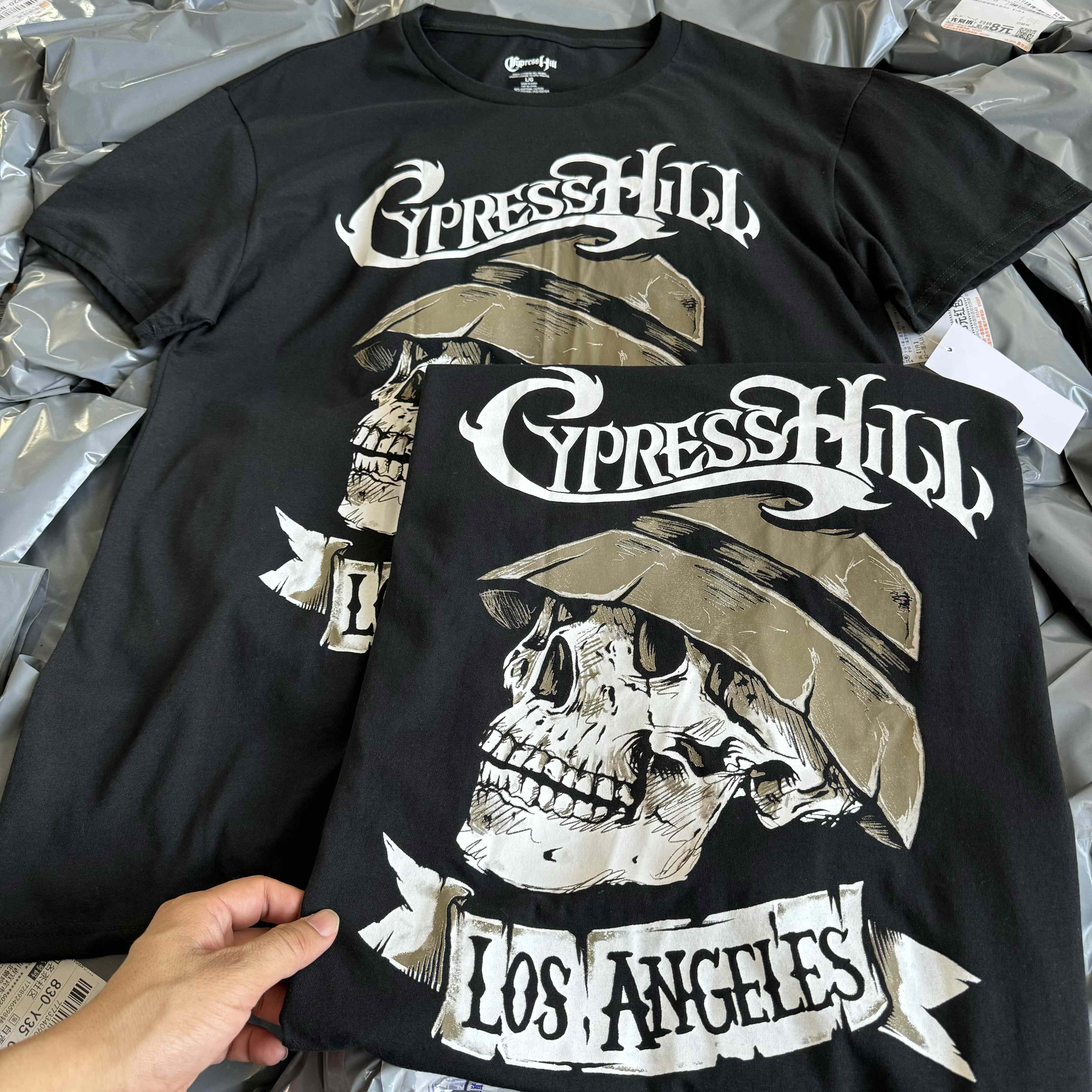 出口单 Cypress Hill 老美嘻哈乐队 骷髅复古男女短袖T恤透气夏薄