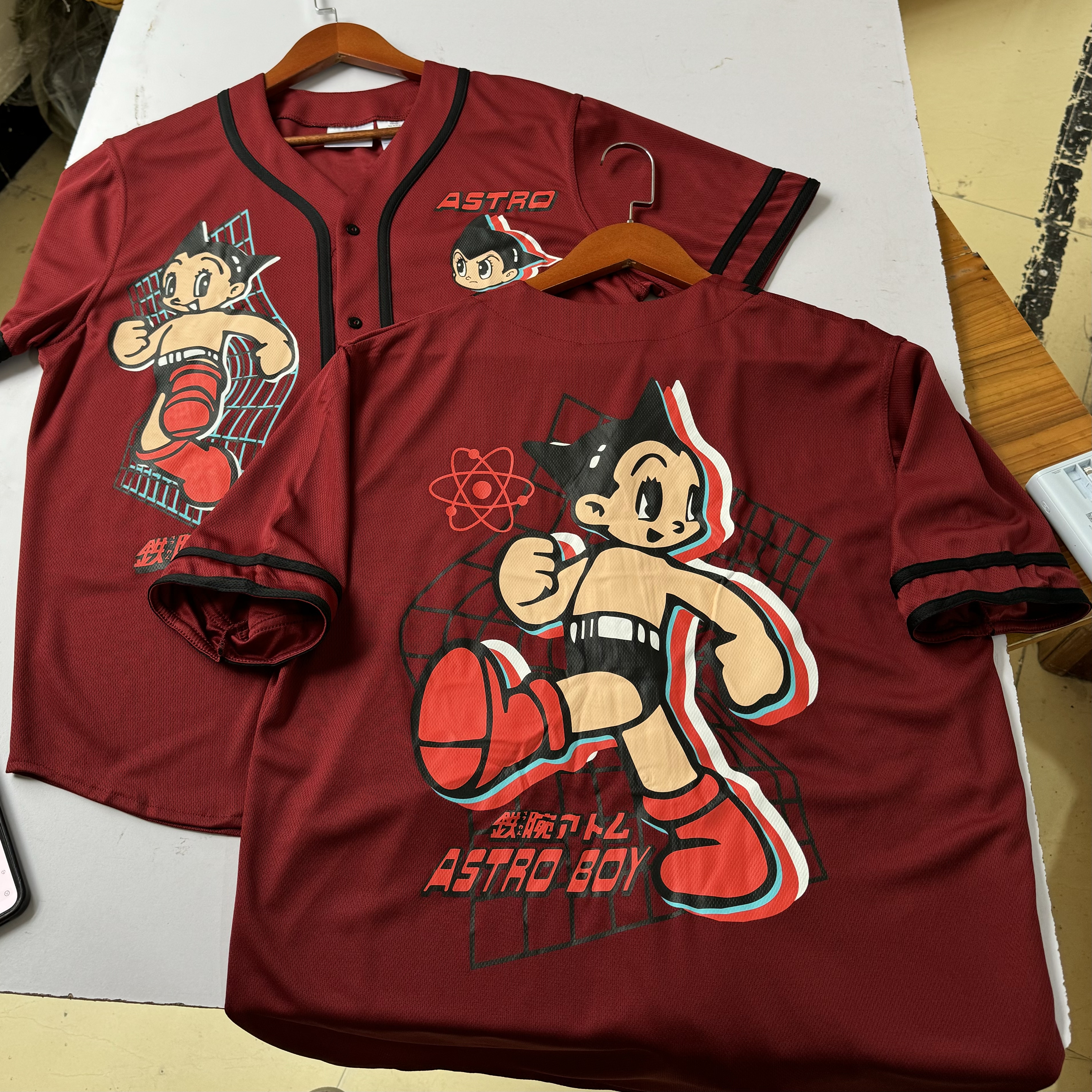 日版 鉄腕アトム 阿童木 美式棒球服短袖复古速干男女开衫T恤夏薄