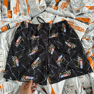 宽松街头077 男五分裤 出口订单 nascar纳斯卡赛车双层网眼速干短裤