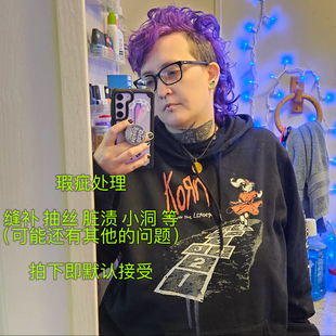 次品处理 摇滚嘻哈 说唱连帽卫衣男女秋冬薄绒帽衫 科恩乐队Korn