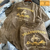 Yellow stone达顿农场黄石公园 美式 水洗做旧 复古短袖 男女T恤437