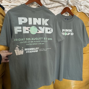 平克弗洛伊德摇滚水洗做旧短袖 美版 伦敦巡演 Floyd 男女T恤 Pink