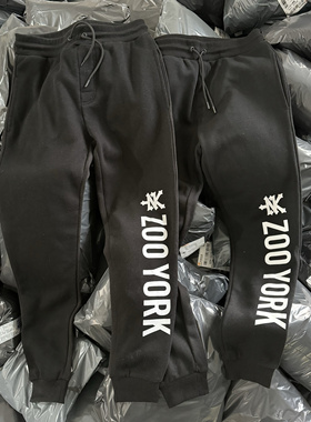 出口单 Zo york租约克滑板刷街卫裤男秋冬薄绒收脚口运动长裤3792