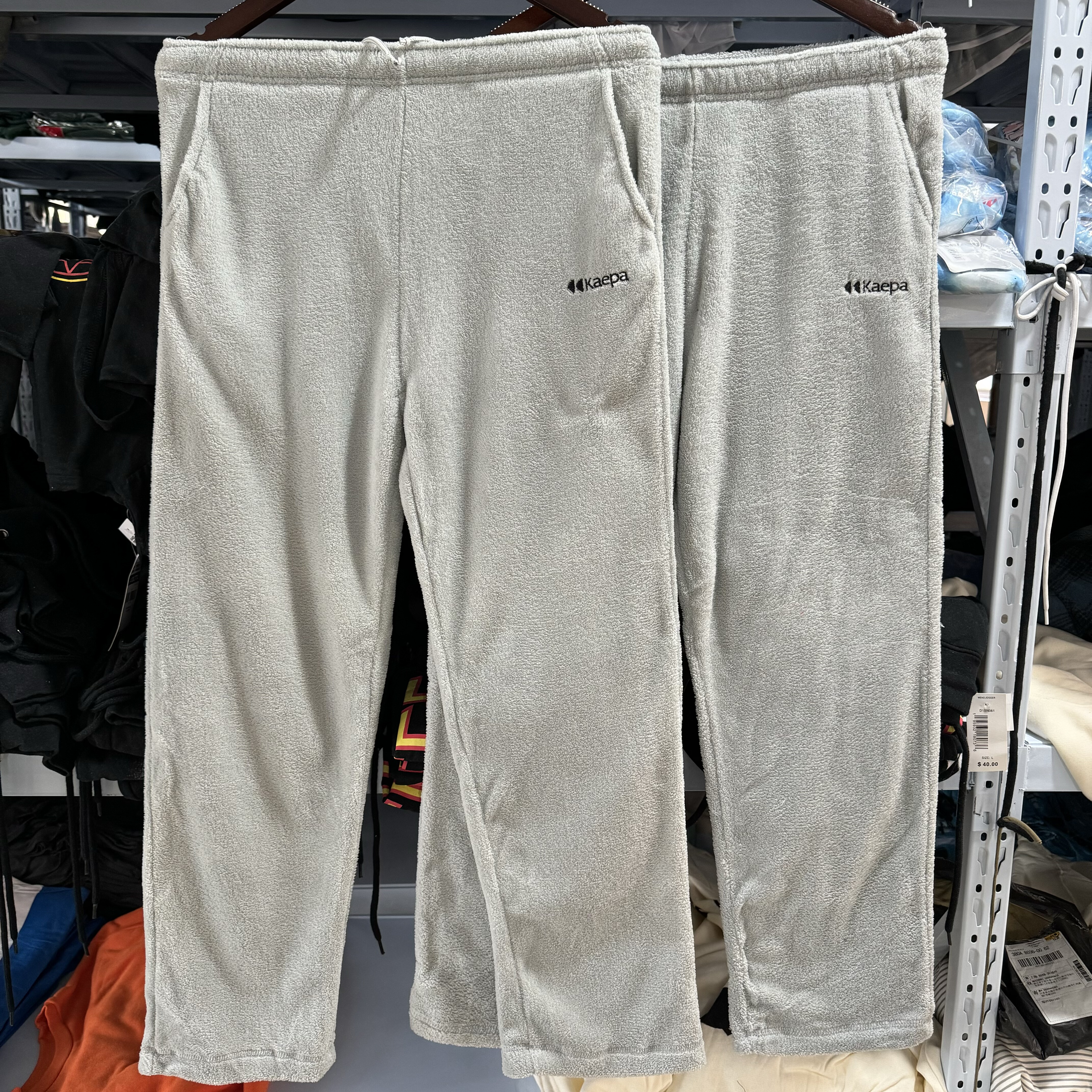 出日单 刺绣 珊瑚绒保暖户外复古直筒卫裤男 纯色遛弯休闲家居376