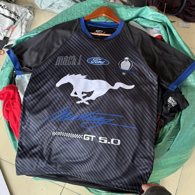 美版 副特For野马谢尔比GT500联名赛车短袖速干男透气美式复古90S